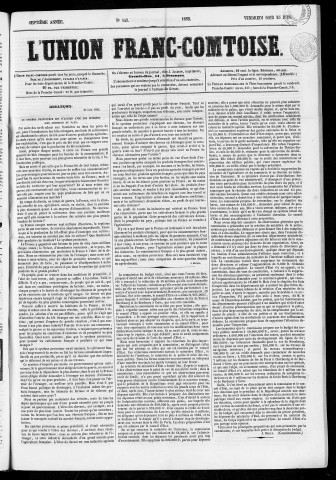 25/06/1852 - L'Union franc-comtoise [Texte imprimé]