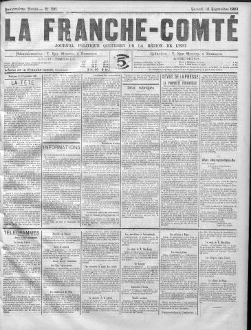 14/09/1901 - La Franche-Comté : journal politique de la région de l'Est