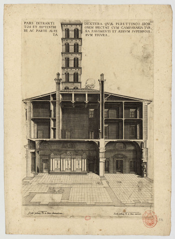 Coupe d'un bâtiment avec un campanile [Image fixe] , 1700/1779