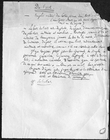 Ms 2884 - Tome XI. Pierre-Joseph Proudhon. Notes et écrits divers.