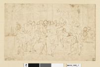 mort d'un personnage entouré de guerriers (mort de Germanicus ?) (recto) ; étude d'homme (verso)