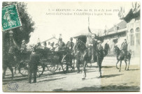 Besançon. - Fêtes des 13, 14 et 15 Août 1910. Arrivée du Président Fallières à la gare Viotte [image fixe] , 1910