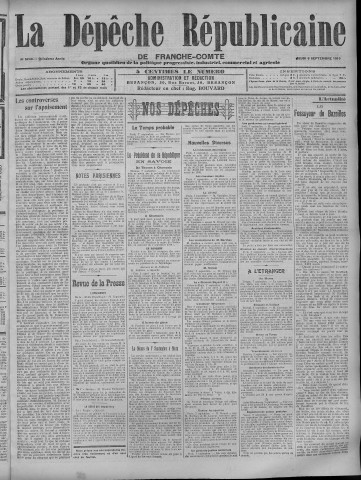 08/09/1910 - La Dépêche républicaine de Franche-Comté [Texte imprimé]