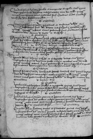 Paroisse de Bregille : baptêmes (naissances) (2 août 1597 - 4 octobre 1686)
table (incomplète) 1631 - 1638