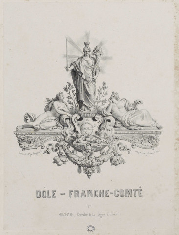 Dôle - Franche-Comté [image fixe] : [frontispice] / dessiné et lithe par Fragonard  ; Imp. par Thierry frères, à Paris , Paris : Impr. Thierry frères, 1800/1899