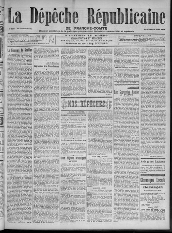 22/04/1914 - La Dépêche républicaine de Franche-Comté [Texte imprimé]