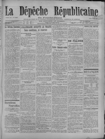 24/06/1919 - La Dépêche républicaine de Franche-Comté [Texte imprimé]