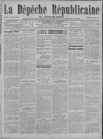 12/06/1914 - La Dépêche républicaine de Franche-Comté [Texte imprimé]