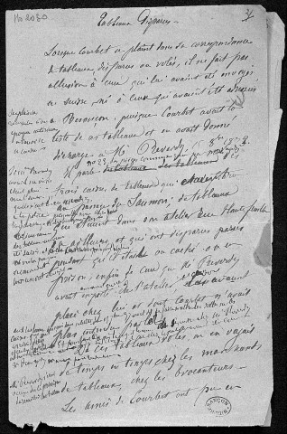 Ms 2030 - Papiers du docteur Blondon relatifs à Courbet.