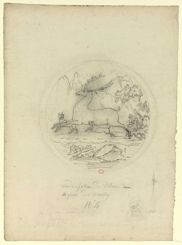 Vue du château de Villiers, parc de Neuilly (médaillon) [Dessin] , [S.l.] : [s.n.], [1750-1799]