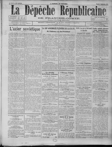 08/09/1931 - La Dépêche républicaine de Franche-Comté [Texte imprimé]