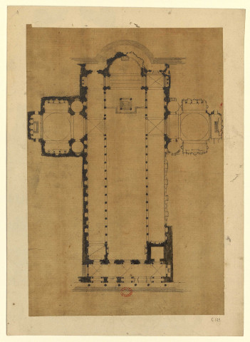 Plan d'une église en croix latine [Dessin] , [S.l.] : [s.n.], [1750-1799]