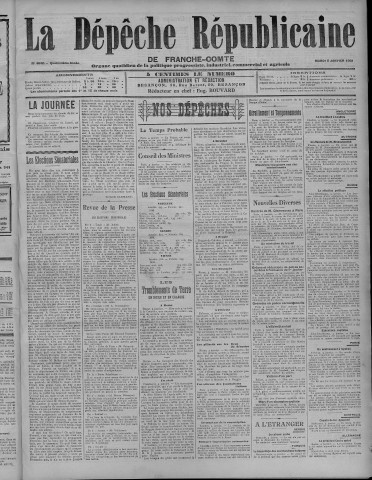 05/01/1909 - La Dépêche républicaine de Franche-Comté [Texte imprimé]