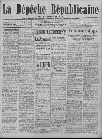 03/11/1912 - La Dépêche républicaine de Franche-Comté [Texte imprimé]