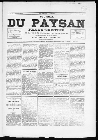 19/04/1885 - Le Paysan franc-comtois : 1884-1887