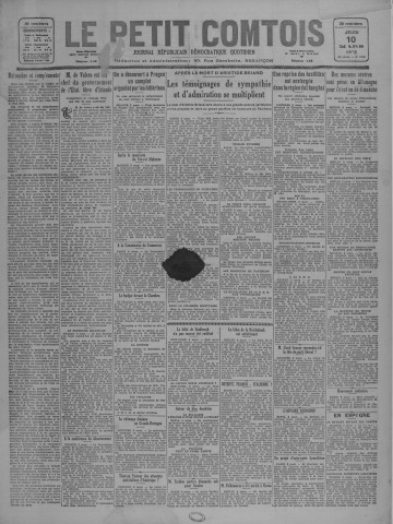 10/03/1932 - Le petit comtois [Texte imprimé] : journal républicain démocratique quotidien