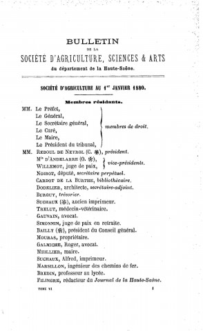 01/01/1880 - Bulletin de la Société d'agriculture, sciences et arts du département de la Haute-Saône [Texte imprimé]