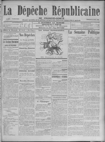 12/04/1908 - La Dépêche républicaine de Franche-Comté [Texte imprimé]