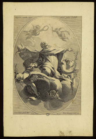 Aligerum manibus super aethera fertur joseph. [image fixe] / Simon Vouet pinxit Par. Cum priuil. Regis. Mich. Dorigny Scul. , 1640
