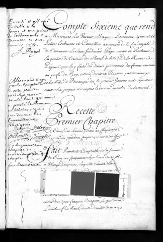 Comptes de la Ville de Besançon, recettes et dépenses, Compte de Ferdinand Pagot (1736)