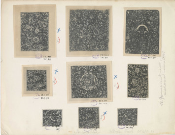 1953.7.899 à 907 -  Modèles végétaux pour orfèvre et horloger, 17e siècle, burin sur papier