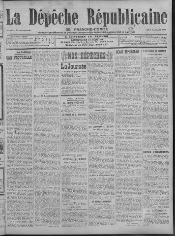 20/07/1914 - La Dépêche républicaine de Franche-Comté [Texte imprimé]