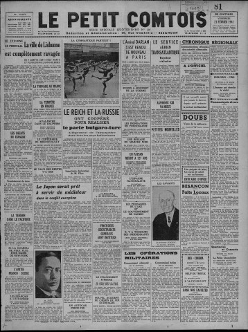 21/02/1941 - Le petit comtois [Texte imprimé] : journal républicain démocratique quotidien