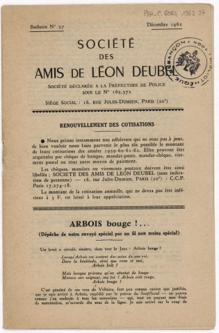 12/1962 - Bulletin / Société des amis de Léon Deubel