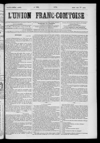31/08/1876 - L'Union franc-comtoise [Texte imprimé]