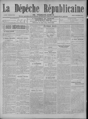 24/11/1910 - La Dépêche républicaine de Franche-Comté [Texte imprimé]
