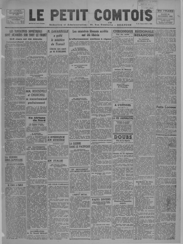 23/11/1943 - Le petit comtois [Texte imprimé] : journal républicain démocratique quotidien
