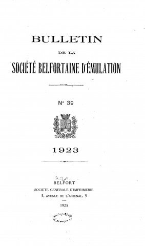 01/01/1923 - Bulletin de la Société belfortaine d'émulation [Texte imprimé]