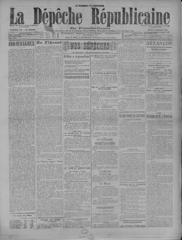 05/09/1922 - La Dépêche républicaine de Franche-Comté [Texte imprimé]