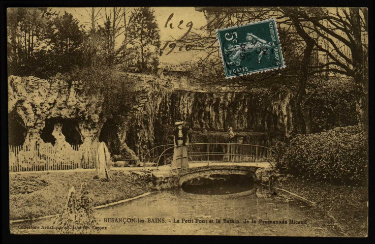 Besançon-les-Bains. Le Petit Pont et le Bassin de la Promenade Micaud [image fixe] , 1904/1930