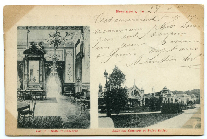Besançon - Casino. - Salle de Baccarat - Salle des Concerts et Bains Salins [image fixe] , 1897/1909