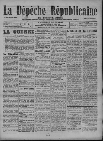 27/02/1915 - La Dépêche républicaine de Franche-Comté [Texte imprimé]