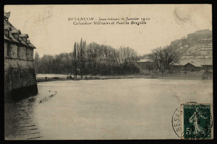 Besançon - Inondations de Janvier 1910 - Colombier Militaire et Pont de Bregille. [image fixe] , 1904/1910