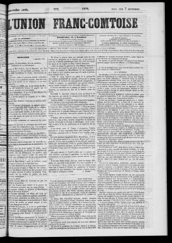 07/09/1876 - L'Union franc-comtoise [Texte imprimé]