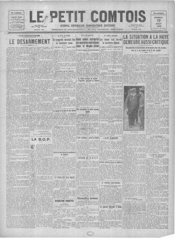 17/08/1929 - Le petit comtois [Texte imprimé] : journal républicain démocratique quotidien