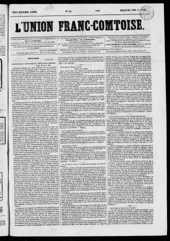 14/04/1867 - L'Union franc-comtoise [Texte imprimé]