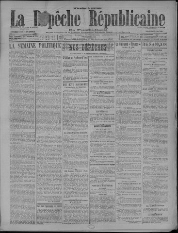 27/08/1922 - La Dépêche républicaine de Franche-Comté [Texte imprimé]