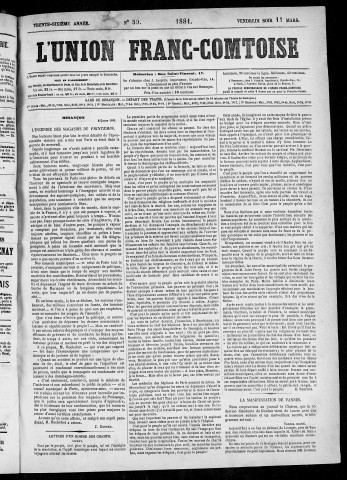 11/03/1881 - L'Union franc-comtoise [Texte imprimé]