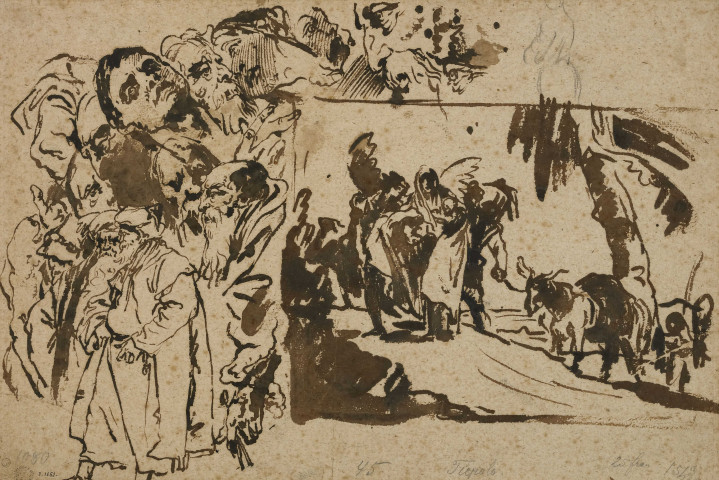 Feuille d'étude avec la Fuite en Egypte.