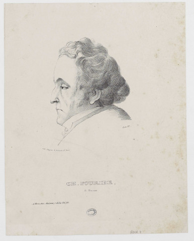 Ch. Fourier, de Besançon [image fixe] / lith. Vayron  ; Lise V.. , Paris : chez Maésani, r. de la Cité, 25: 1810/1830