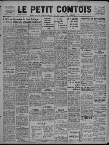 16/07/1942 - Le petit comtois [Texte imprimé] : journal républicain démocratique quotidien