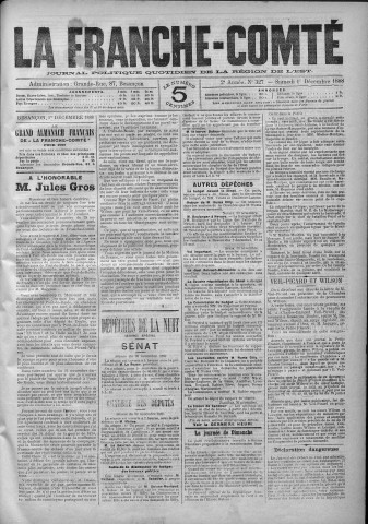 01/12/1888 - La Franche-Comté : journal politique de la région de l'Est