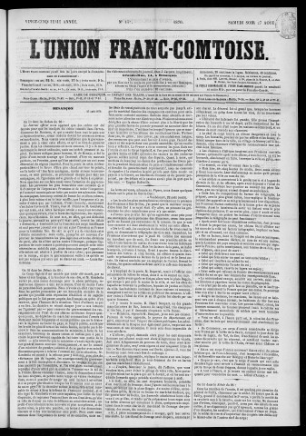 27/08/1870 - L'Union franc-comtoise [Texte imprimé]