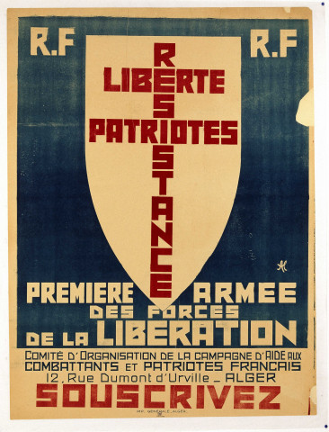 Liberté, Patriotes, Résistance, affiche