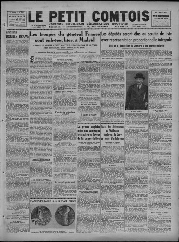 29/03/1939 - Le petit comtois [Texte imprimé] : journal républicain démocratique quotidien