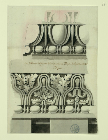Ove, talon et astragales de la corniche du temple de Jupiter Stator à Rome / Pierre-Adrien Pâris , [S.l.] : [P.-A. Pâris], [1700 -1800]